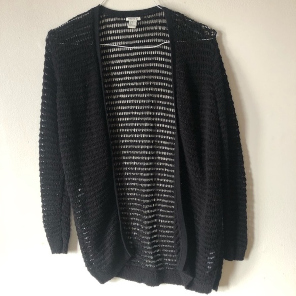❤️Forever 21 Knit Open Front Cardigan Sweater Black Long Line